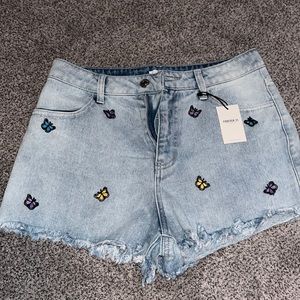 Forever 21 Butterfly Denim Shorts